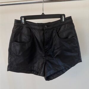 We The Free Black High Waist Faux Leather Shorts